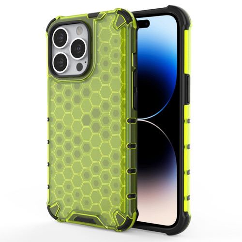 iPhone 14 Pro Max Shockproof Honeycomb PC + TPU Phone Case  - Green