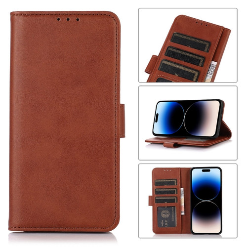 iPhone 14 Pro Max Cow Texture Leather Phone Case  - Brown