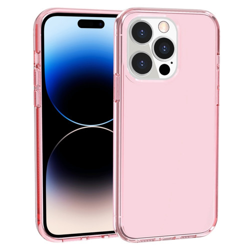 iPhone 14 Pro Max Shockproof Terminator Style Transparent Protective Case  - Pink