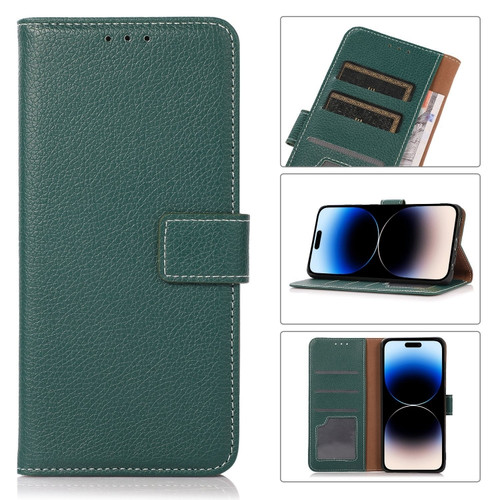 iPhone 14 Pro Max Litchi Texture Horizontal Flip Leather Phone Case  - Green