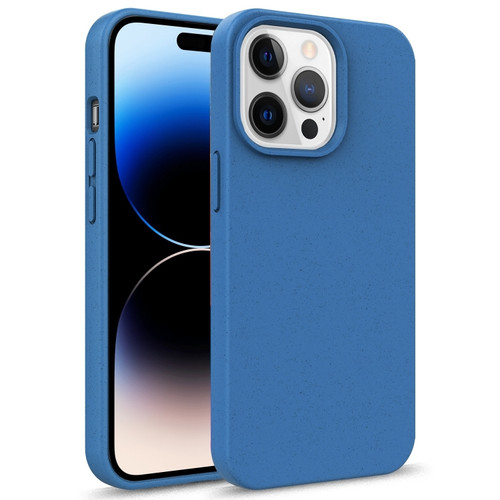 iPhone 14 Pro Max Starry Series Shockproof Straw Material + TPU Protective Phone Case  - Blue