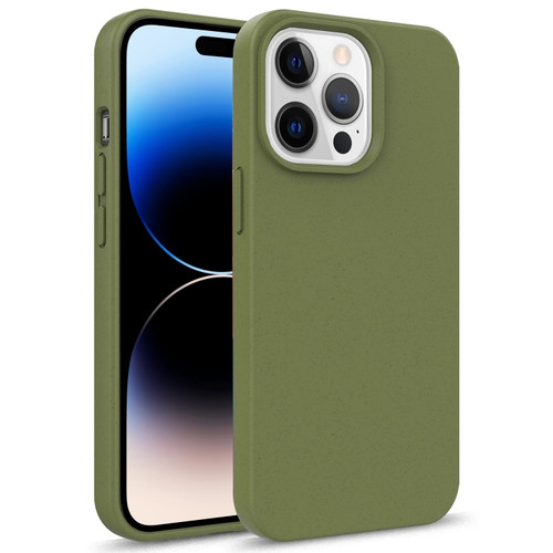 iPhone 14 Pro Max Starry Series Shockproof Straw Material + TPU Protective Phone Case  - Army Green