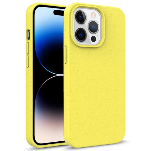 iPhone 14 Pro Max Starry Series Shockproof Straw Material + TPU Protective Phone Case  - Yellow