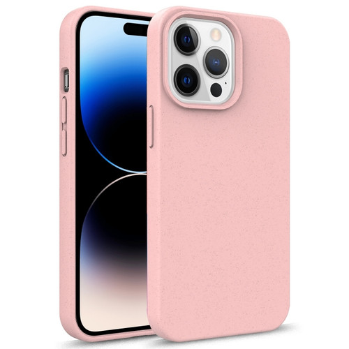 iPhone 14 Pro Max Starry Series Shockproof Straw Material + TPU Protective Phone Case  - Pink