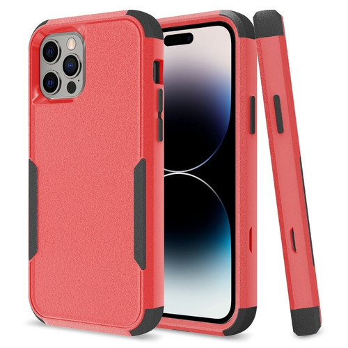iPhone 14 Pro Max Commuter Shockproof TPU + PC Phone Case  - Red+Black