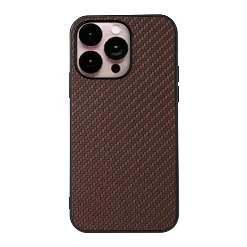 iPhone 14 Pro Max Carbon Fiber Texture Phone Case  - Brown