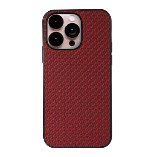 iPhone 14 Pro Max Carbon Fiber Texture Phone Case  - Red