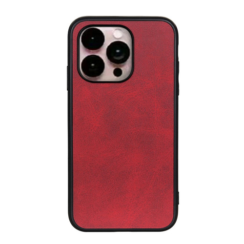 iPhone 14 Pro Max Accurate Hole Two-color Calf Texture Shockproof Phone Case  - Red