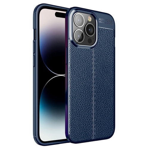 iPhone 14 Pro Max Litchi Texture TPU Phone Case  - Blue