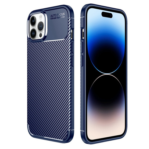 iPhone 14 Pro Max Carbon Fiber Texture TPU Phone Case  - Blue