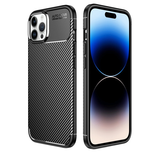iPhone 14 Pro Max Carbon Fiber Texture TPU Phone Case  - Black