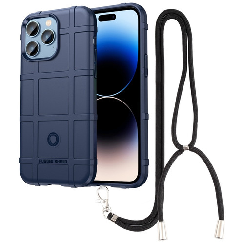 iPhone 14 Pro Max Lanyard Rugged Shield TPU Phone Case  - Blue