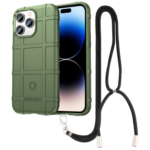iPhone 14 Pro Max Lanyard Rugged Shield TPU Phone Case  - Green