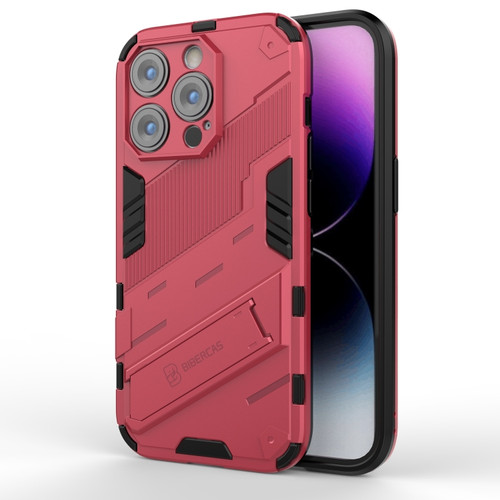 iPhone 14 Pro Max Punk Armor 2 in 1 PC + TPU Phone Case  - Light Red