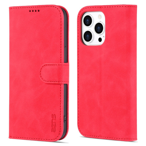 iPhone 14 Pro Max AZNS Skin Feel Calf Texture Horizontal Flip Leather Case  - Red