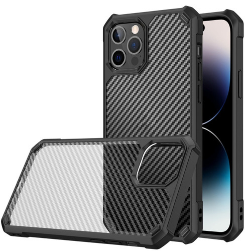 iPhone 14 Pro Max Carbon Fiber Acrylic Shockproof Phone Case  - Black