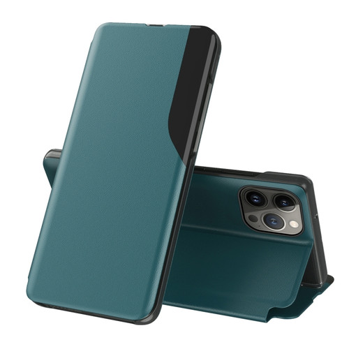 iPhone 14 Pro Max Attraction Flip Holder Leather Phone Case  - Green