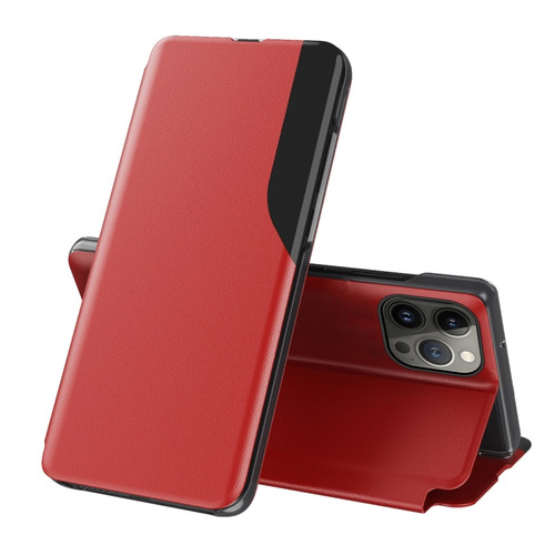 iPhone 14 Pro Max Attraction Flip Holder Leather Phone Case  - Red