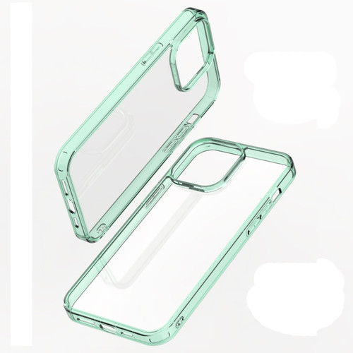 iPhone 14 Pro Max Transparent Tempered Glass TPU Phone Case  - Green