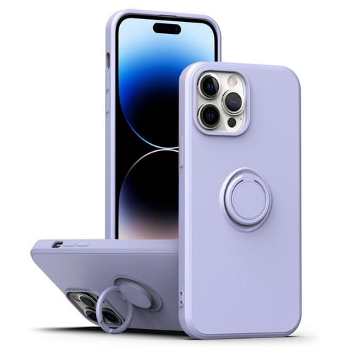 iPhone 14 Pro Max Ring Kickstand Silicone Phone Case  - Light Purple