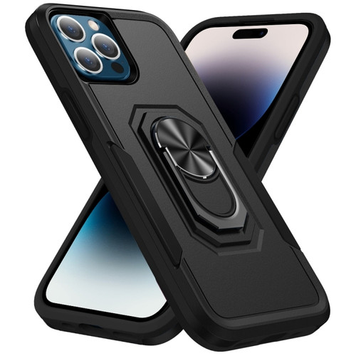iPhone 14 Pro Max Ring Kickstand Heavy Duty Shockproof Phone Case  - Black