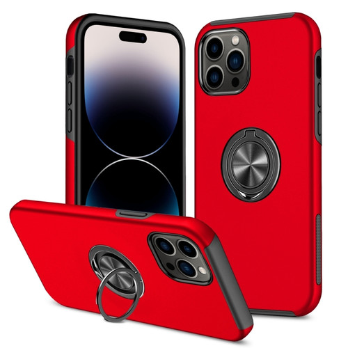 iPhone 14 Pro Max Magnetic Ring Kickstand Shockproof Phone Case  - Red