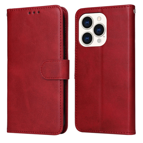 iPhone 14 Pro Max JSM Calf Texture Leather Phone Case  - Red