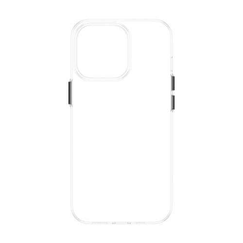 iPhone 14 Pro Max Transparent PC Metal Button Phone Case  - Transparent