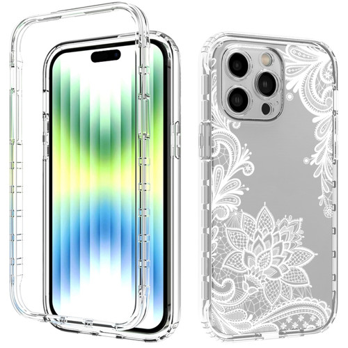 iPhone 14 Pro Max Transparent Painted Phone Case  - White Flower