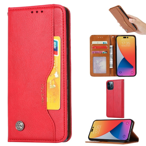 iPhone 14 Pro Max Knead Skin Texture Leather Case  - Red