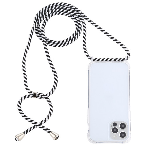 iPhone 14 Pro Max Transparent Acrylic Airbag Shockproof Phone Protective Case with Lanyard  - Zebra
