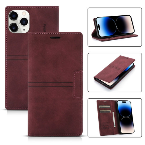 iPhone 14 Pro Max Magnetic Leather Phone Case  - Wine Red