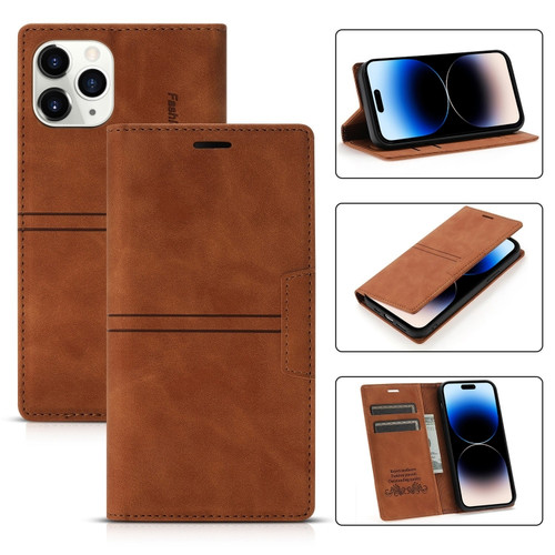 iPhone 14 Pro Max Magnetic Leather Phone Case  - Brown