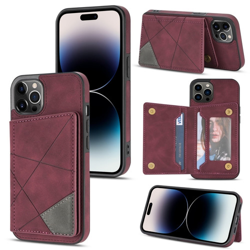 iPhone 14 Pro Max Line Card Holder Phone Case  - Wine Red