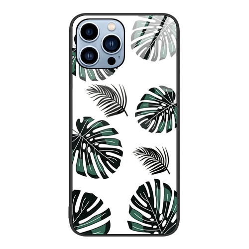 iPhone 14 Pro Max Colorful Painted Glass Phone Case  - Banana Leaf