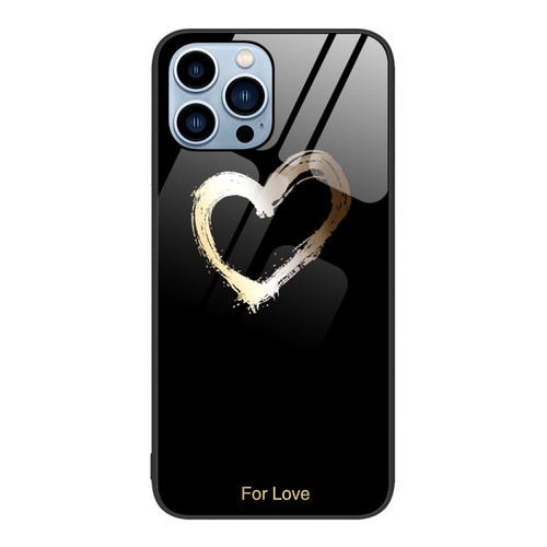 iPhone 14 Pro Max Colorful Painted Glass Phone Case  - Black Love