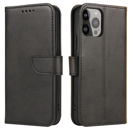 iPhone 14 Pro Max Calf Texture Buckle Flip Leather Phone Case  - Black