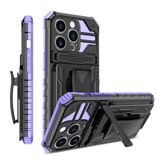 iPhone 14 Pro Max King Kong Back Clip Series Holder Phone Case  - Purple