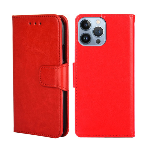 iPhone 14 Pro Max Crystal Texture Horizontal Flip Leather Phone Case  - Red