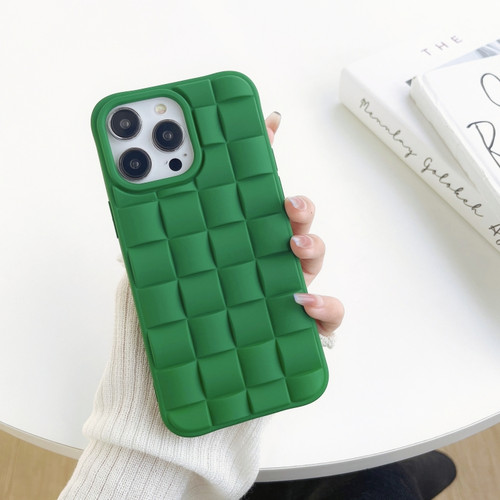 iPhone 14 Pro 3D Cube Weave Texture Skin Feel Phone Case - Green