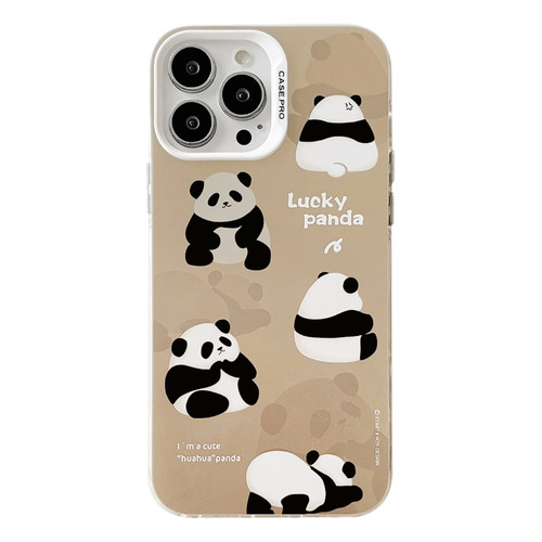 iPhone 14 Pro Electroplated Silver Series PC Protective Phone Case - Brown Panda