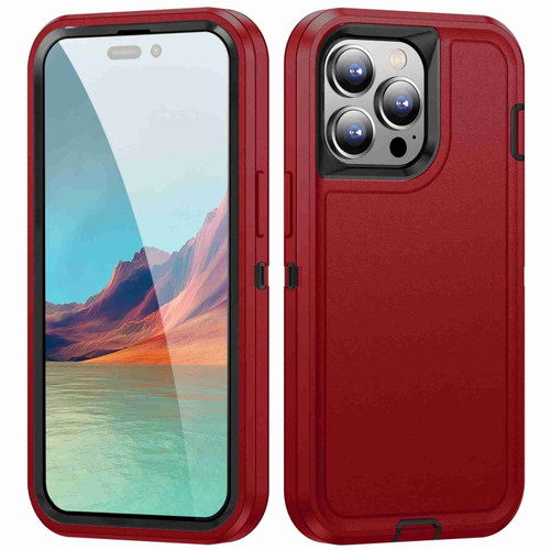 iPhone 14 Pro Life Waterproof Rugged Phone Case - Red + Black