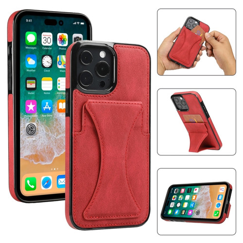 iPhone 14 Pro Ultra-thin Shockproof Phone Protective Case with Holder - Red