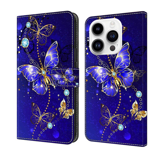 iPhone 14 Pro Crystal 3D Shockproof Protective Leather Phone Case - Diamond Butterfly