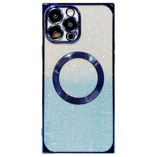 iPhone 14 Pro Square Gradient Magsafe Electroplating TPU Phone Case - Blue