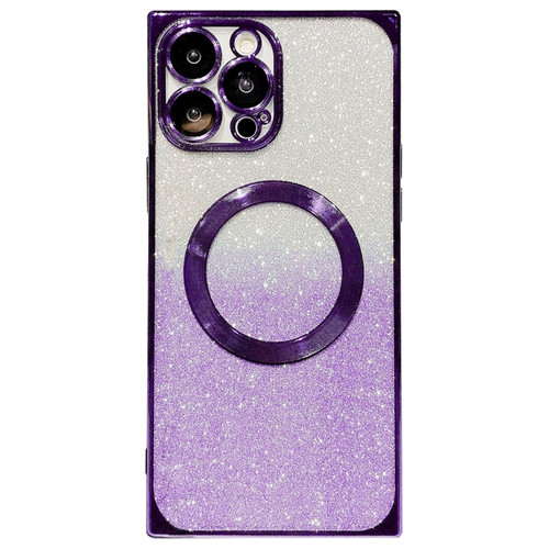 iPhone 14 Pro Square Gradient Magsafe Electroplating TPU Phone Case - Purple