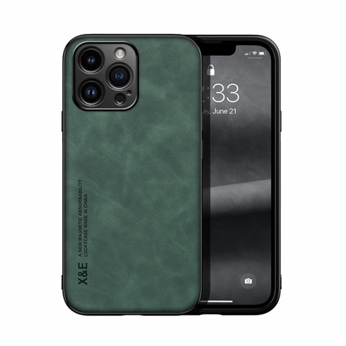 iPhone 14 Pro Skin Feel Magnetic Leather Back Phone Case - Green
