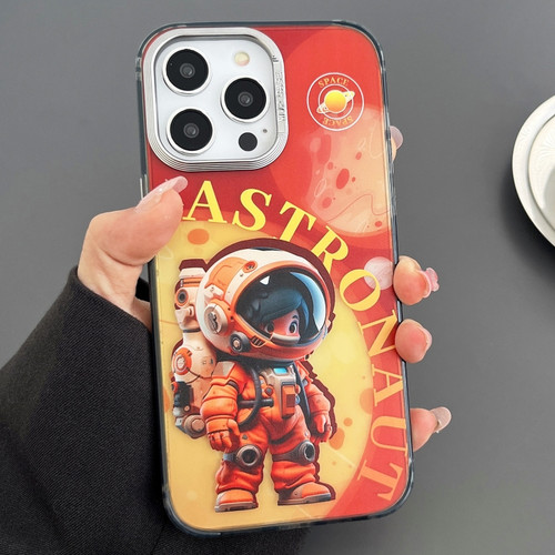 iPhone 14 Pro Engraved Colorful Astronaut Phone Case - Small Orange