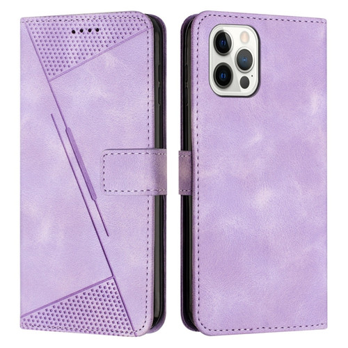 iPhone 14 Pro Dream Triangle Leather Phone Case with Lanyard - Purple