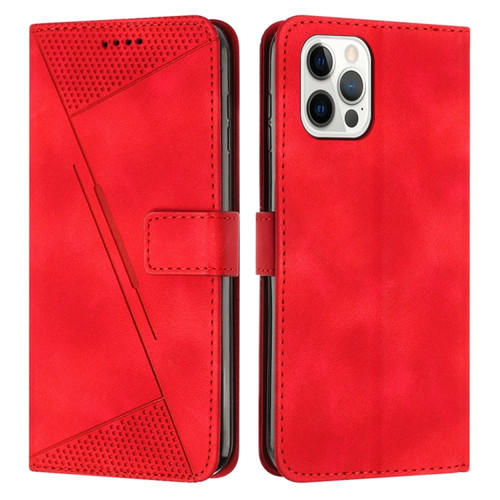 iPhone 14 Pro Dream Triangle Leather Phone Case with Lanyard - Red